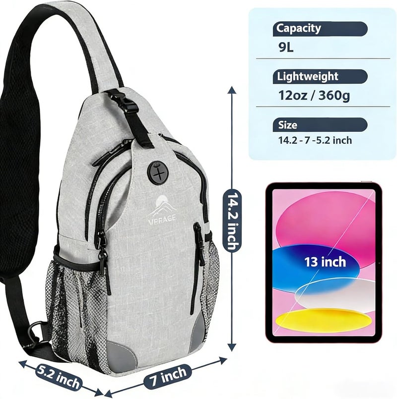 VPBAGE Store Structured Sling Backpack with Oversized Strap Pocket (Fits Power Bank) - Heavy Duty Water Resistant Crossbody Bag for Tech & Travel - Thick Padded Bottom Anti-Theft Daypack (Fits Tablet/Console) - Image 3